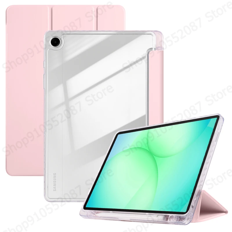 

For Samsung Tab A11 8.7 inch Case with Pen Holder Acrylic Clear Back Hard Cover For Funda Galaxy Tab A11 8.7 Case SM-X130 X135