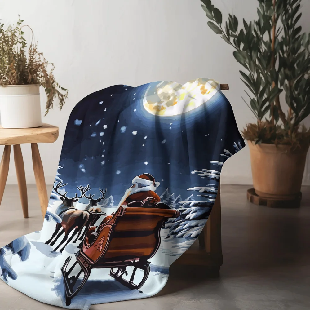 

Рождественское одеяло Tuniu Santa Sleigh, мягкое теплое зимнее одеяло для дивана-кровати, подарок для детей и взрослых