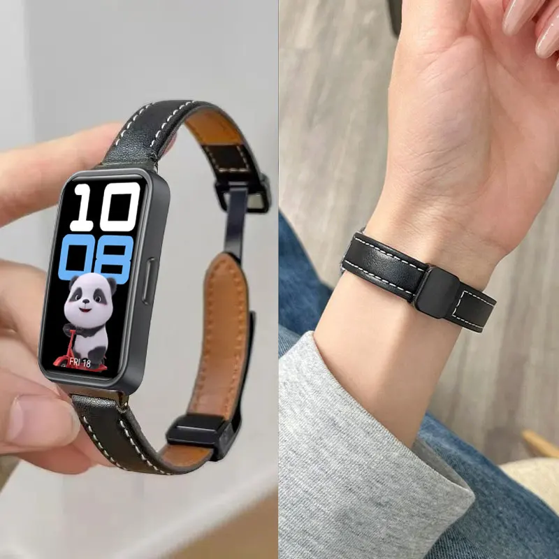 

Кожаный ремешок с магнитной пряжкой для Huawei Band 10, сменный ремешок на запястье, спортивный браслет, петля для Huawei Smartband 8 9, аксессуары