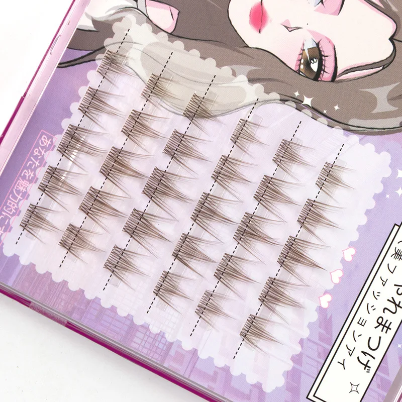 Natural Brown Black Purple Cluster Eyelashes 3D Mix Colourful Fake Eyelashes Extension Makeup Beauty Fluffy Manga Eyes