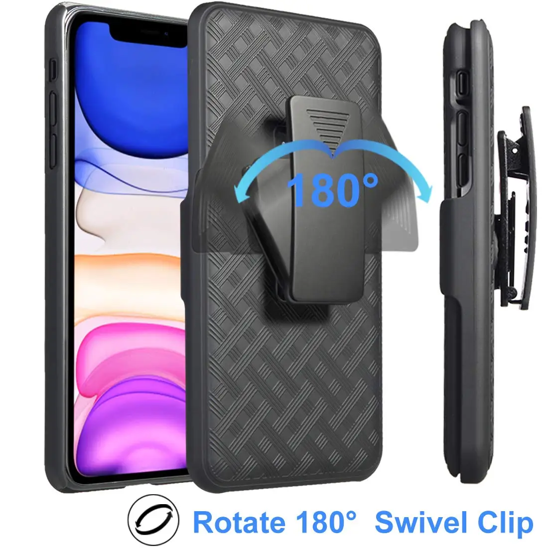 Robuste Combo Stoßfeste Armor-Gürtelclip-Holster-Hülle für iPhone 12 16 Pro Max 15 14 Plus 13 11 Cover mit Ständer und drehbarem Telefonhalter – Detail 3