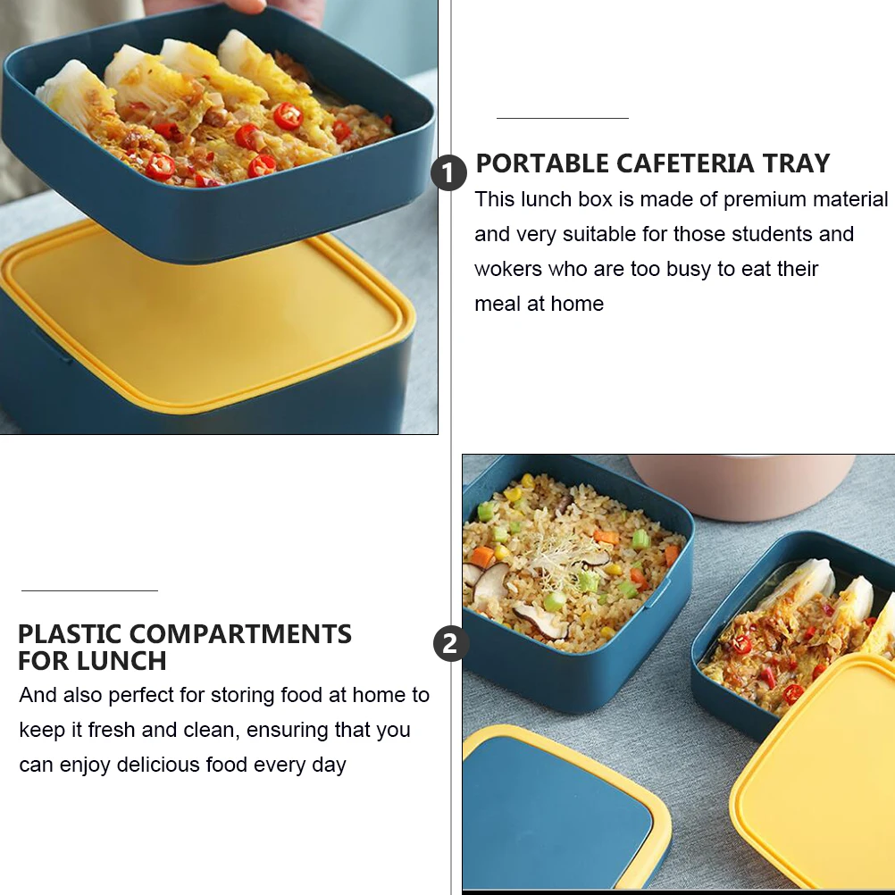 

1 pc 1.3L Portable Lunch Box Leak Proof Buckle Travel Bento Container With Spoon For School Office Picnic Outdoor Plastic Food