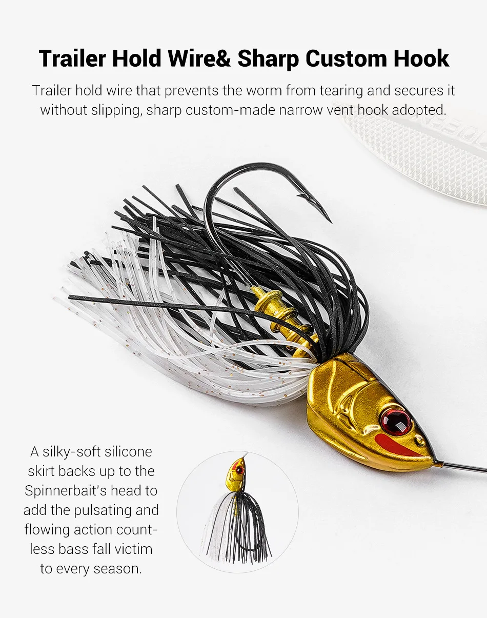 NOEBY Spinnerbait 10,5g 14g 21g 28g Draht Köder Doppel Weide Klinge Nadel Schwimmen Köder Löffel wobbler Bass Spinning Angeln Lockt – Detail 7