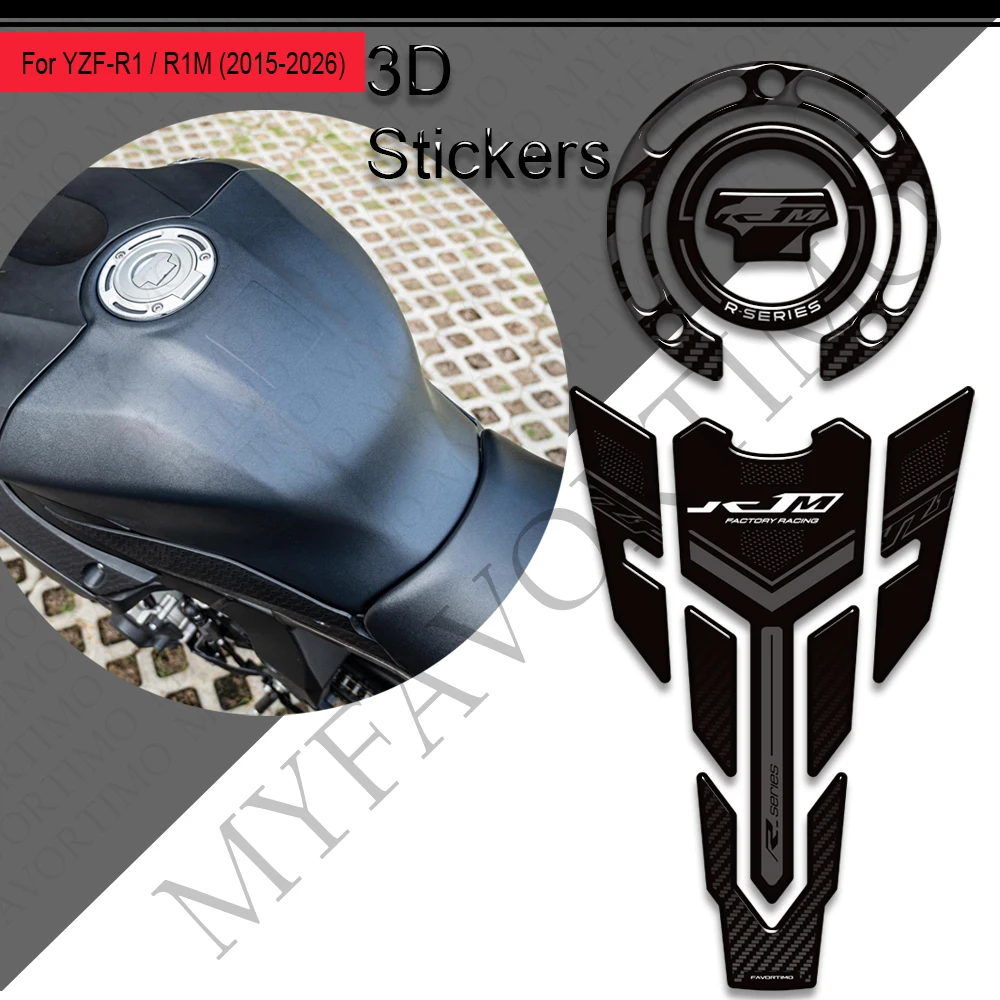 For YZF-R1 YZF-R1M YZFR1 YZFR1M YZF R1 R1M Motorcycle Tank Pad Tank Pad Cap Gas Fuel Knee Stickers Decals Protection 2015 - 2026