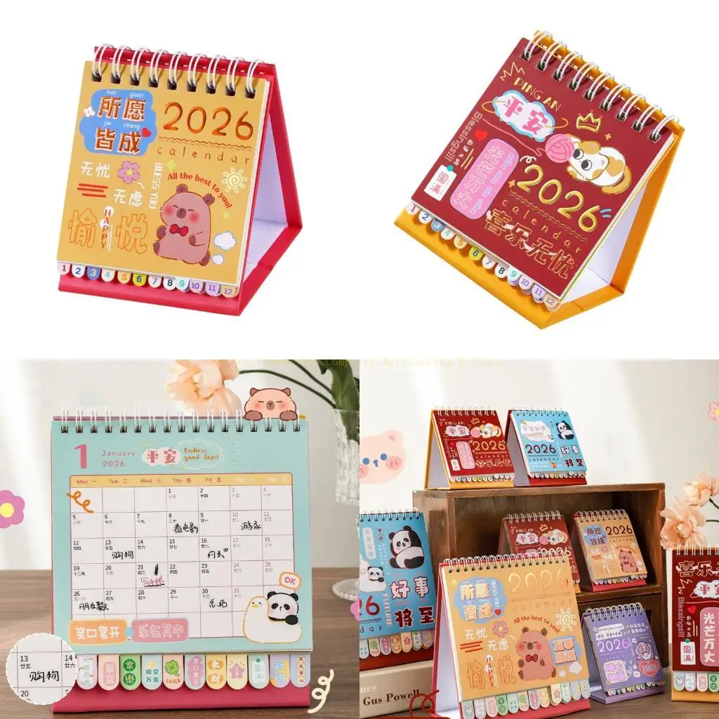 2026 calendário mensal, calendário bolso, decoração criativa planejador diário, organizador pequeno portátil