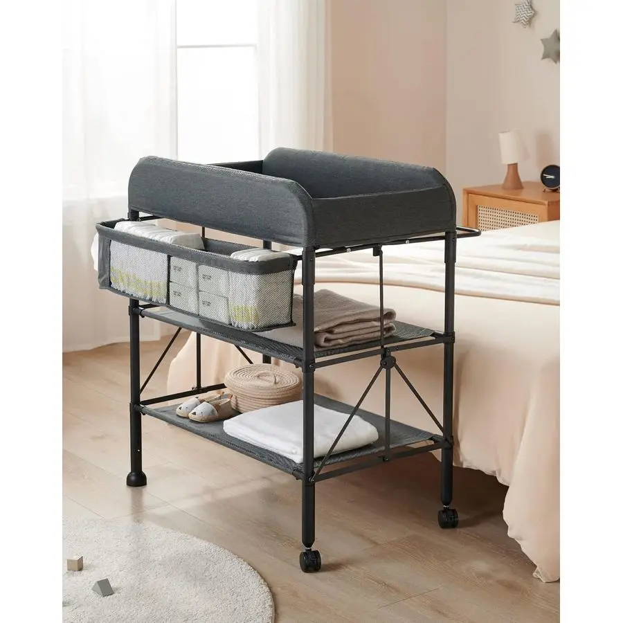 محطة تغيير الحفاضات، طاولة تغيير محمولة للطفل، مقاومة للماء، محطة تغيير محمولة قابلة للطي، ارتفاع قابل للتعديل مع أو #6