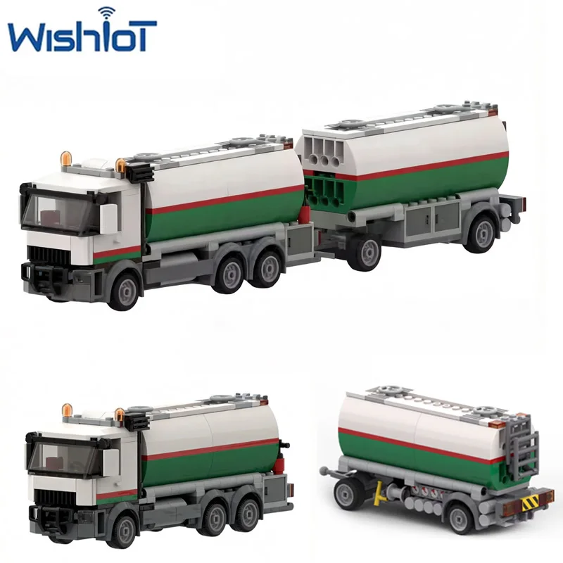 

Конструктор DIY: Модель топливозаправочной станции (MOC) с прицепом, сборная коллекционная модель транспортного средства, развивающая игрушка из мелких кирпичиков, аксессуар