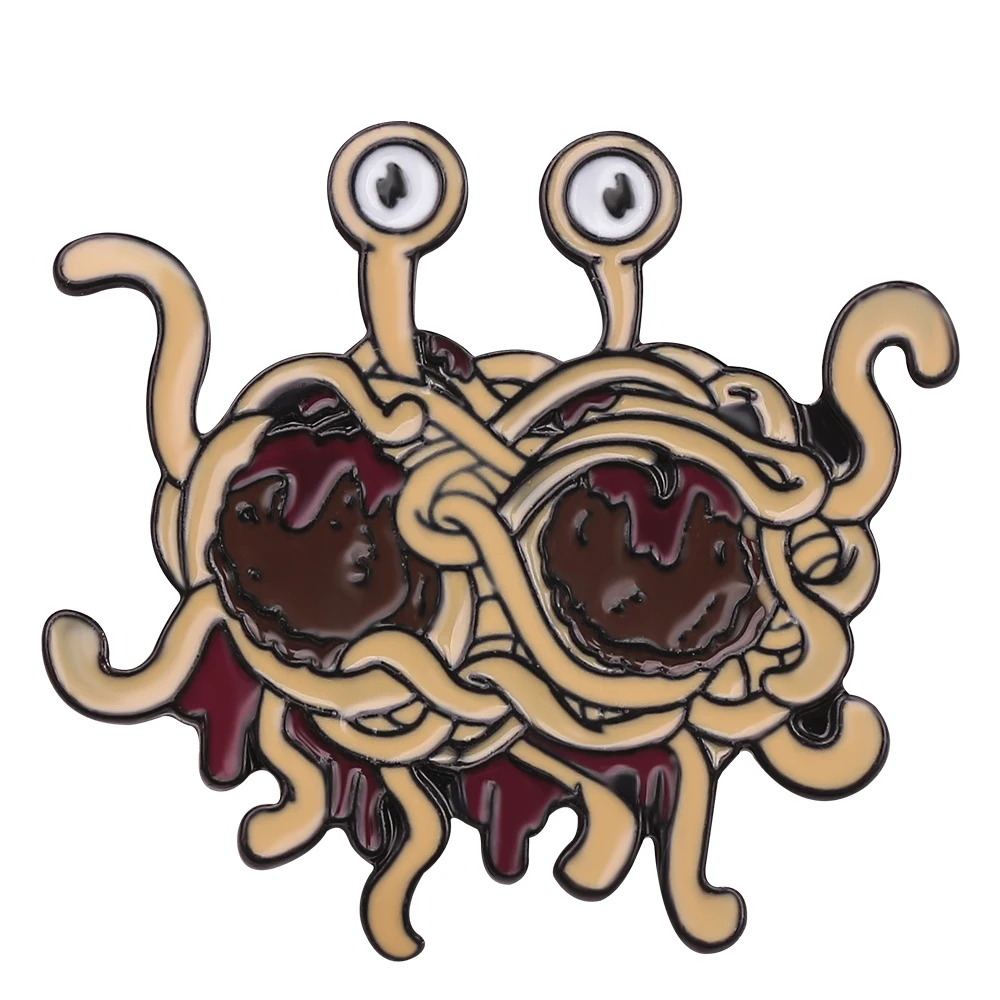 Flying Spaghetti Monster Enamel Pin FSM Brooch Enamel Lapel Pin Prop Hat Denim Fun Badge Friends Creative Gifts