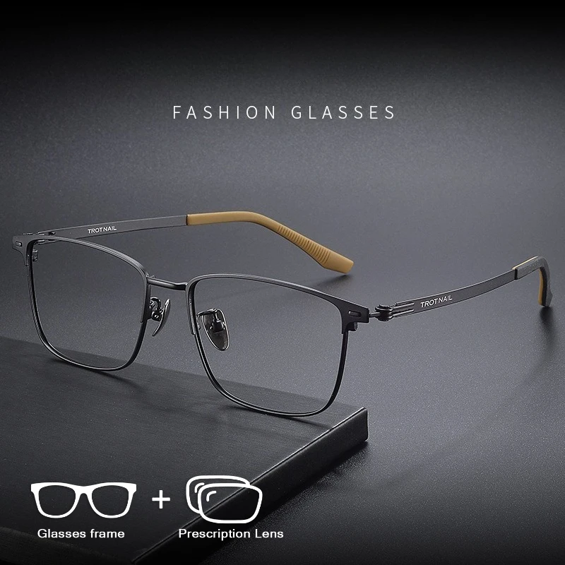 

YONGLAN Business Men's Optical Prescription Glasses Titanium Alloy Blue Light Blocking Photochromic Myopia Progressive Recipe
