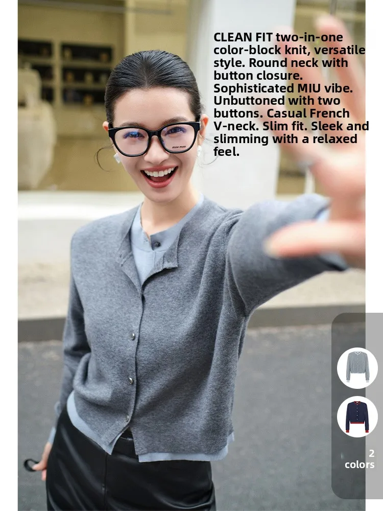 

Вязаный свитер MeiYang Nighting из смесовой шерсти, имитация двухслойного плетения, цветной, для повседневной носки, свободный крой