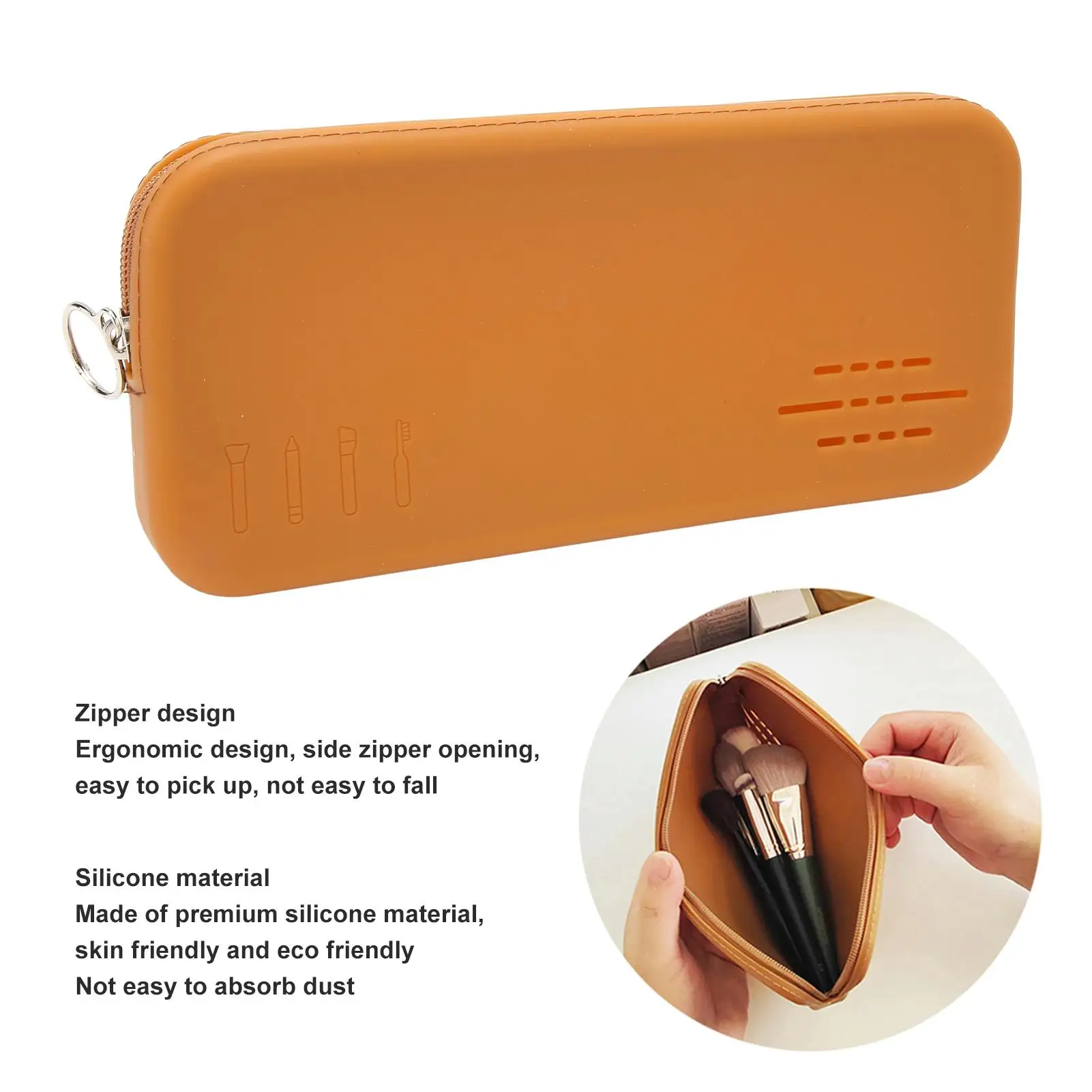 Portátil Silicone Maquiagem Brush Pouch, Pele-Friendly, leve e espaçoso, Ideal para viagens ao ar livre