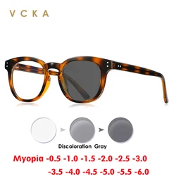 VCKA Men Anti-Blue Light Myopia Optics Glasses TR90 Frames 2025 NEW Retro Photochromic Women Prescription Eyewear -0.50 to -10