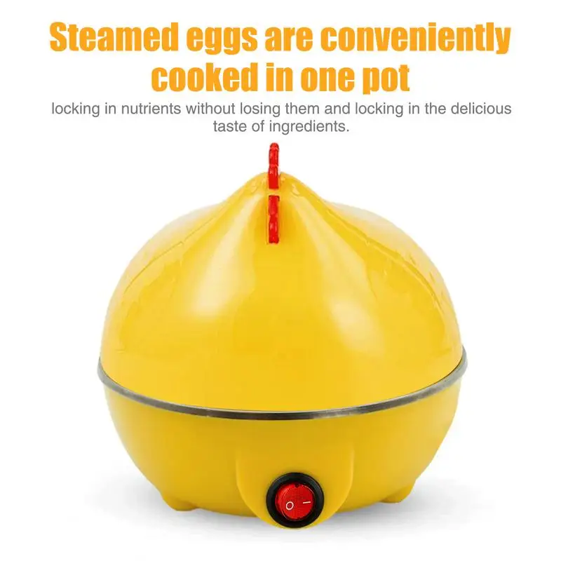 Home Kitchen Cooking Tool 7-Egg Capacity Egg Cooker Chicken Shaped Egg Boiler Eggs Steamer Appliance Utensil