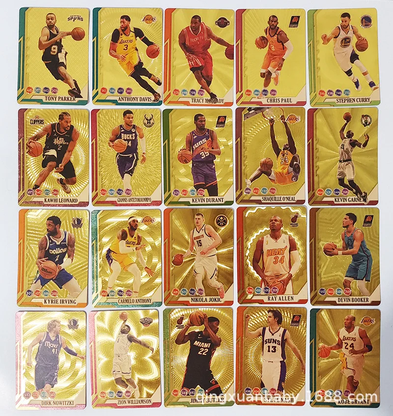 55Pcs Basketball Gold Card Curry/James English Messi World Football Stars Gold Leaf Card Limited Signature Collection Cards