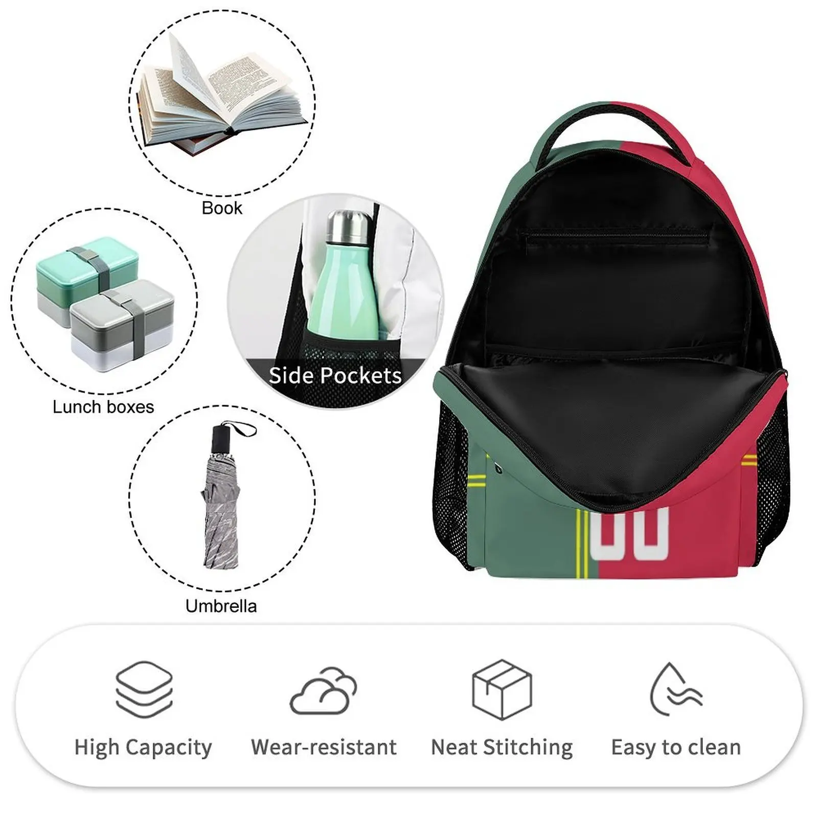 Custom Portugal Backpack, Personalized Name Number School Bookbag, Fashion Soccer National Team School Bag for Kids