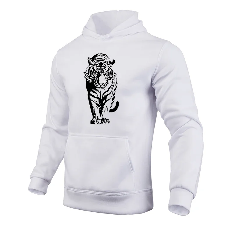 2025 New Arrival Tiger Print Hoodie for Men All Season Daily Casual Sports Hooded Sweatshirts Male Home Outdoor Comfort Pullover