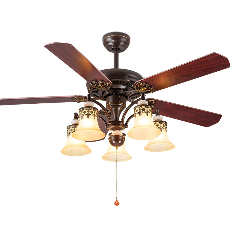 American ceiling fan light, European retro bedroom fan light, pendant light with fan, dining room, living room, household fan li