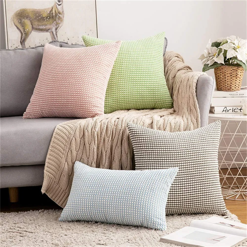 CANIRICA 9 Colors Home Corduroy Solid Color 45x45cm Nordic Style Pillow Cover for Living Room Sofa Decorative Pillow Cover