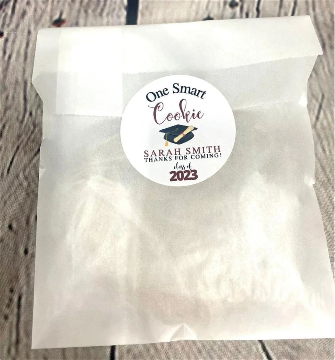 25PCS Bags & Labels ONE SMART COOKIE 2023 Graduation Labels