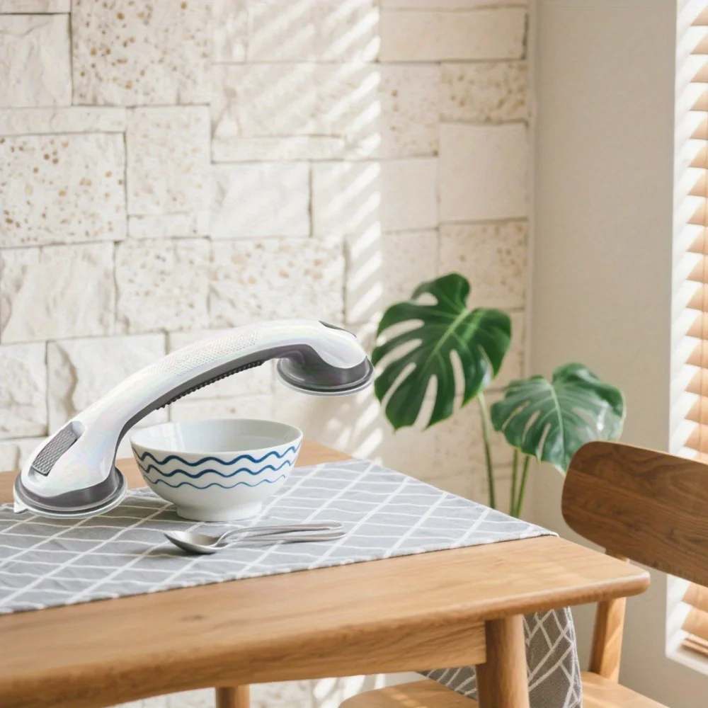 

Портативная опорная ручка для ванной комнаты на присоске - противоскользящая безопасная ручка с текстурированной поверхностью, подходит для пожилых людей.