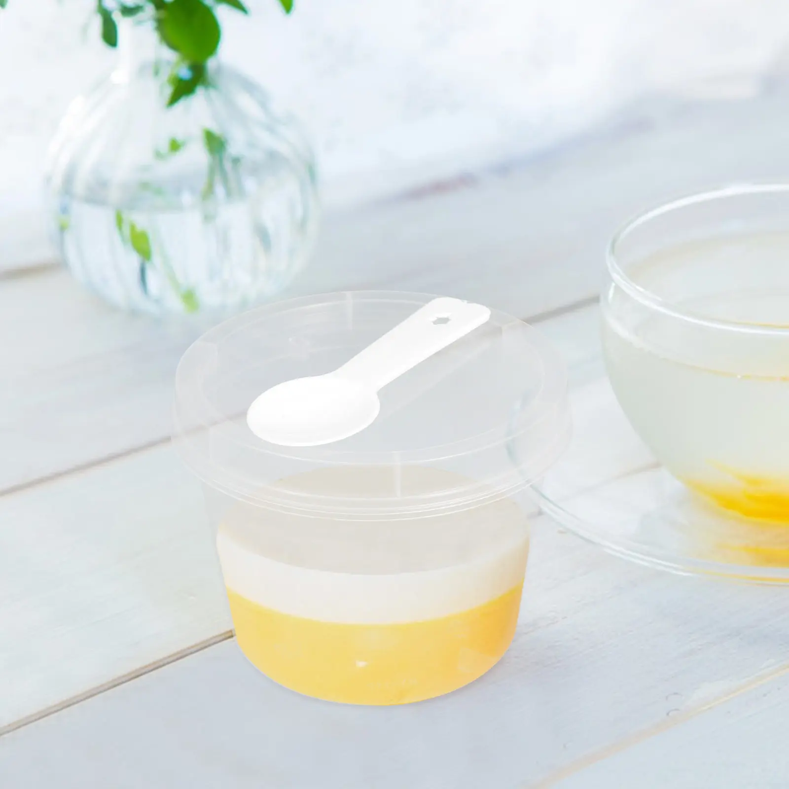 

1Set Pudding Cups with Lid Transparent Spill Proof for Takeout Food Dessert Store Yogurt Ice Cream Bowl Container