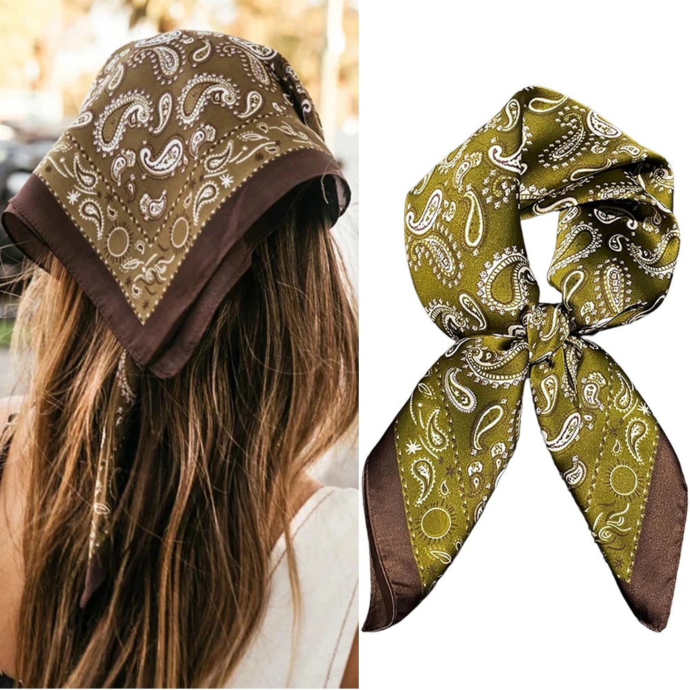 

Роскошный носовой платок с принтом пейсли, мягкий атласный шарф-хиджаб для женщин, бандана, шарфы для волос, квадратная повязка для волос, шейные шарфы, женские