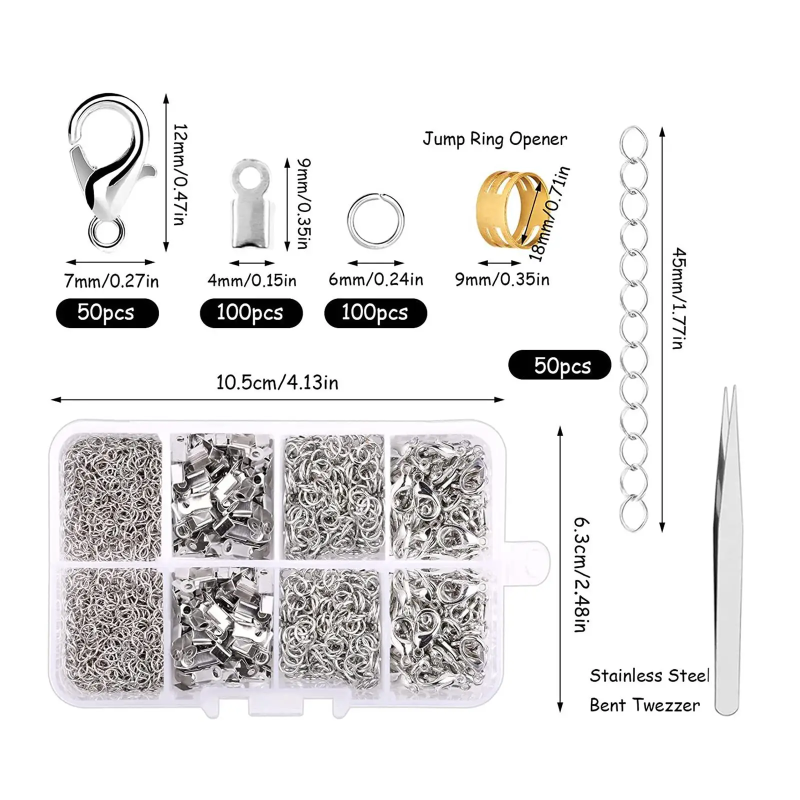 

Jewelry Findings Cord Crimps End Tips Zinc Alloy for Necklace Bracelet DIY
