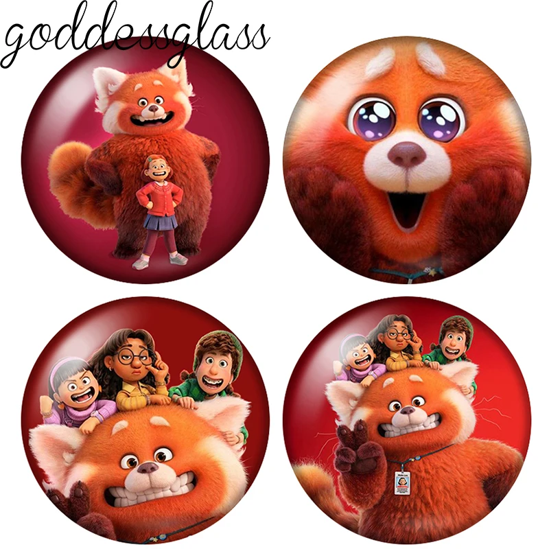 Turning Red Warm Movie Cartoon 10pcs Round 12mm/18mm/20mm photo glass cabochon flat back making findings for keychain Jewelry