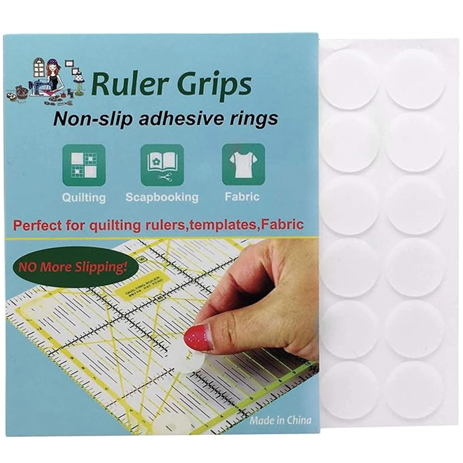 Non-Slip Adhesive Rings Ruler Grips Non-Slip Pads Sewing Tool for Quilt Templates- 48 Pieces Total - 24 Large & 24 Small