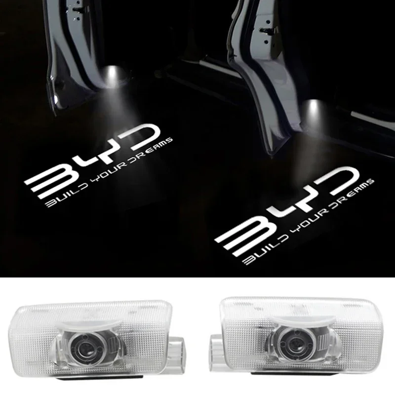 2Pcs LED Car Door Welcome Light Courtesy Projector Ghost Shadow Lamp for BYD ATTO3 YUAN PLUS Welcome Warning Lights Accessories