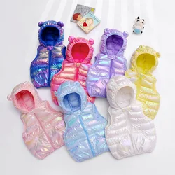 2025 Autumn Winter Baby Vest Hooded Cartoon Dinosaur Toddler Boy Girl Waistcost Kid Sleeveless Jacket Children Vest 0-5Y