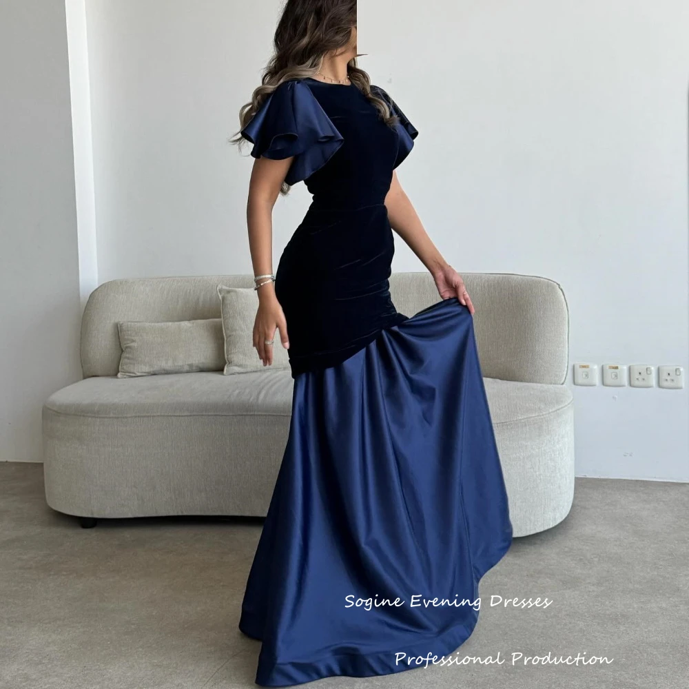 Элегантные платья для выпускного вечера трапециевидной формы 2025, атласное платье длиной до пола с короткими рукавами, свадебное платье с овальным вырезом и высокой талией فساتين سهرة Formal