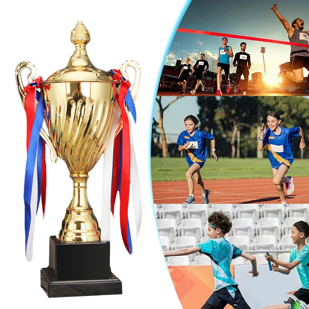 Troféu de futebol altura 35,5 cm troféu de competição metal esportes troféu vencedor troféus prêmio troféu para vencedor crianças e adultos
