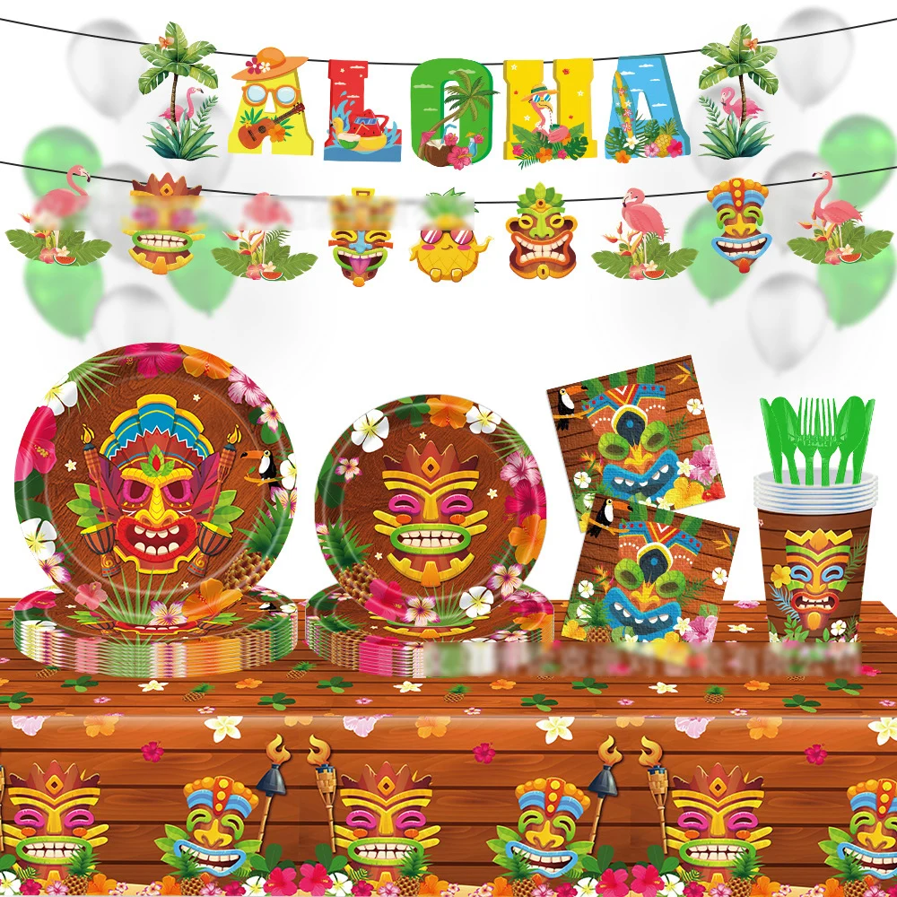 Бумажные тарелки и салфетки Aloha Luau, бриллиантовые принадлежности, набор одноразовой посуды для дня рождения