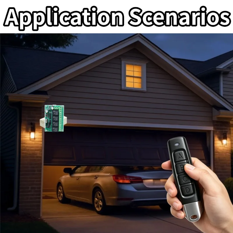 Wireless Remote Control DC 6V 12V 24V 30V 4CH RF Relay Receiver and 433MHZ Transmitter for Garage/Light/Motor/Home Appliance