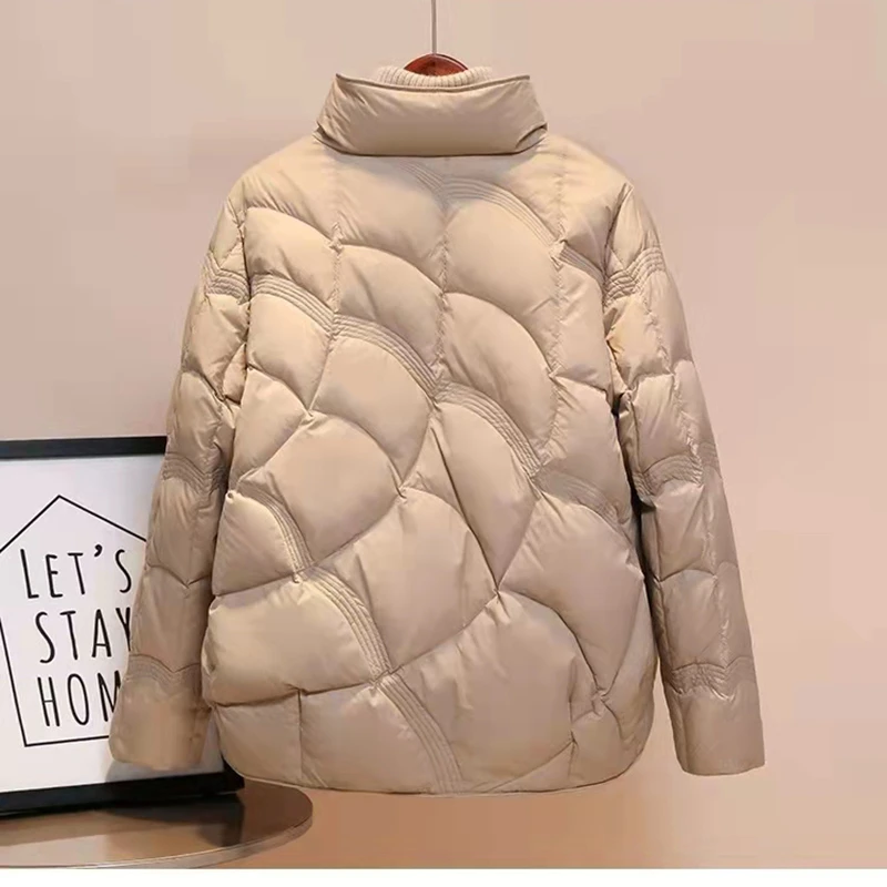 Ultra Light Down Jacket Women Winter Stand Collar Feather Puffer Coat 90% White Duck Down Parkas Solid Color Outerwear