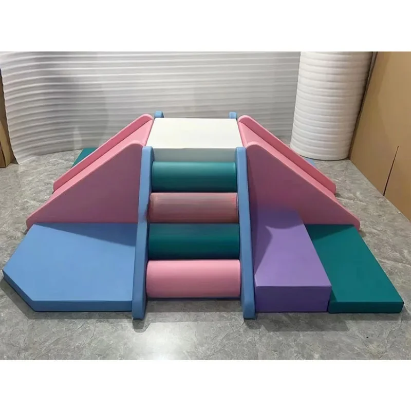 Centro de cuidado para niños pequeños, equipo de juego de espuma suave con tobogán de espuma y escalador, juguetes sensoriales para fiestas en interiores