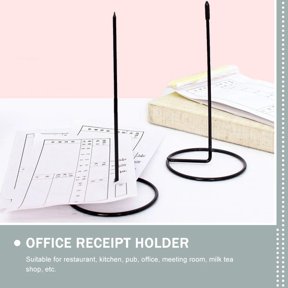 2 Pcs Bill Insert Receipt Spike Black Straight Rod Paper Holder Check Desk Ticket Stabber Convenient Money Clip