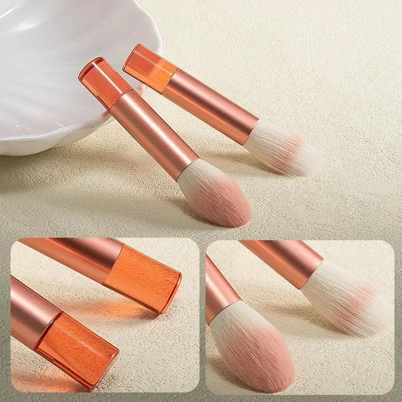 New 8 mini makeup brush set with clear crystal handle for easy travel and beginners powder painting