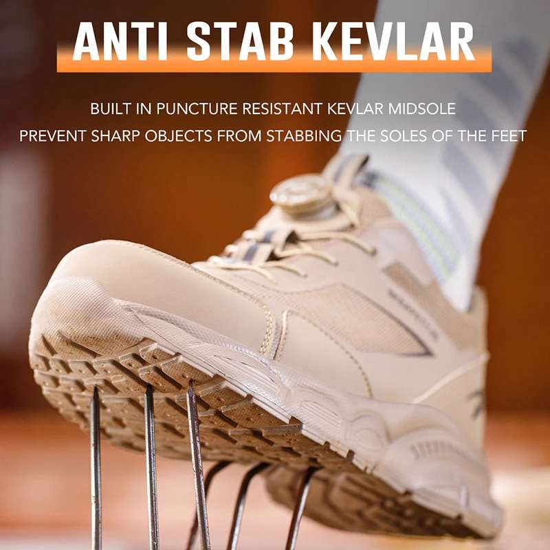 Breathable Work Shoes For Men Anti-smash Anti puncture Safety Shoes Men boots Rotating Button Indestructible Shoes Male Sneakers