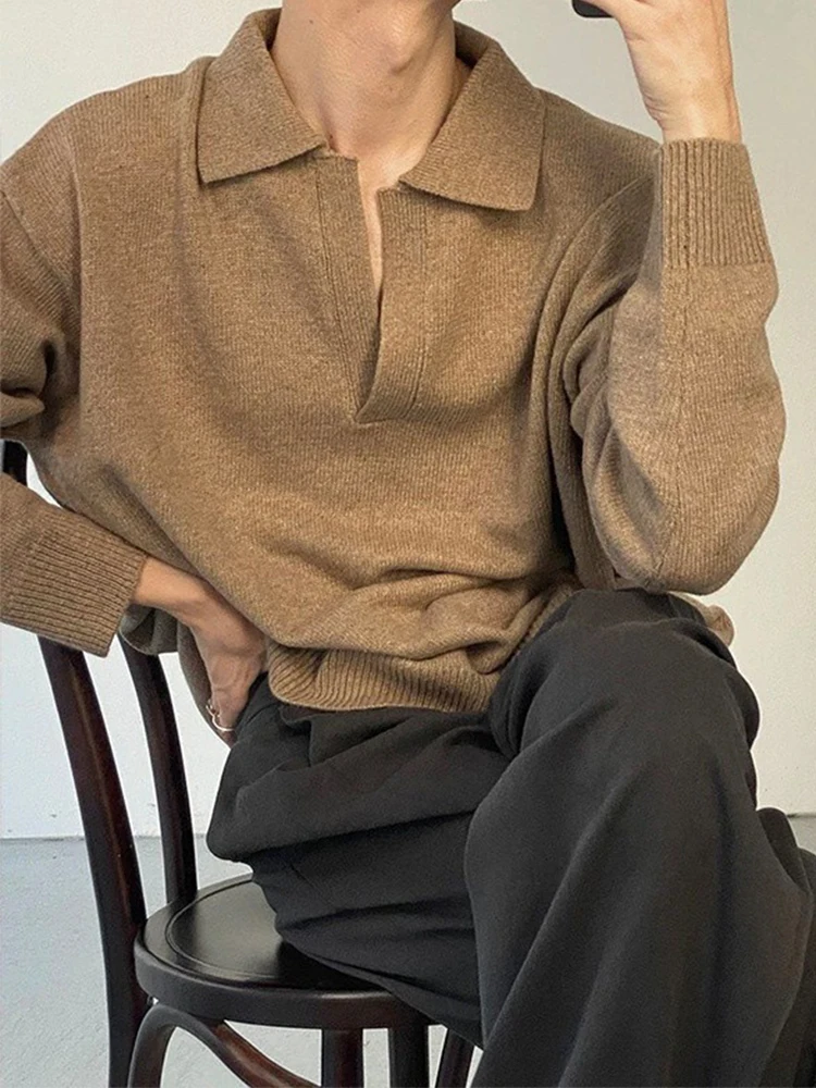 خمر بدوره إلى أسفل طوق سترة بولو الرجال 2026 ربيع الخريف العصرية سليم صالح لاعبا عادية رجالي بلون متماسكة قمصان بولو