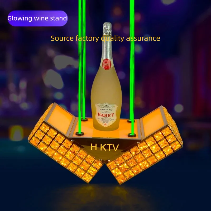 LED Crystal Metal Bottle Presenter VIP Bottle Display Rack for Bars Creative Wine Bottle Display Decor