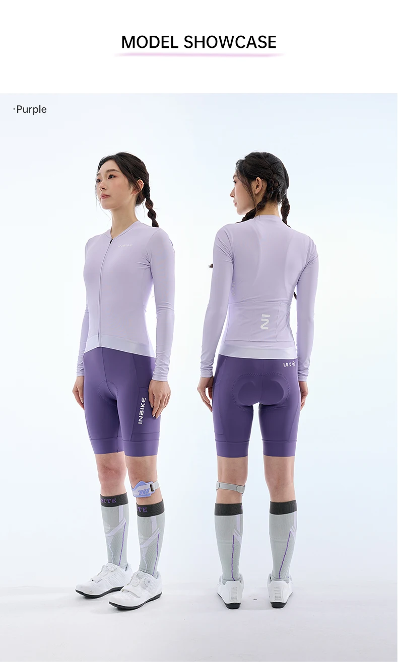 INBIKE Damen-Radtrikot-Set, Sommer, langärmelig, Damen-Mountainbike-Shirt, Trägerhose, gepolstert, MTB-Fahrradbekleidung, schnell trocknend – Detail 9