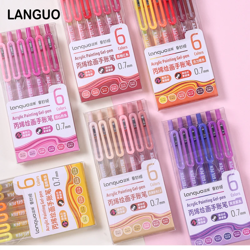 

LANGUO 90/6 цветов стереоскопический пресс-эффект ручка для рисования многоцветная акриловая гелевая ручка маркер для рисования канцелярские школьные принадлежности