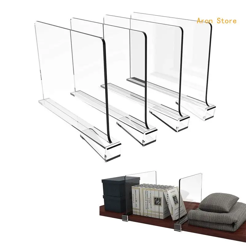 Acrylic Shelf Dividers 4pcs/set Closet Shelf Separator and Holder H3CF