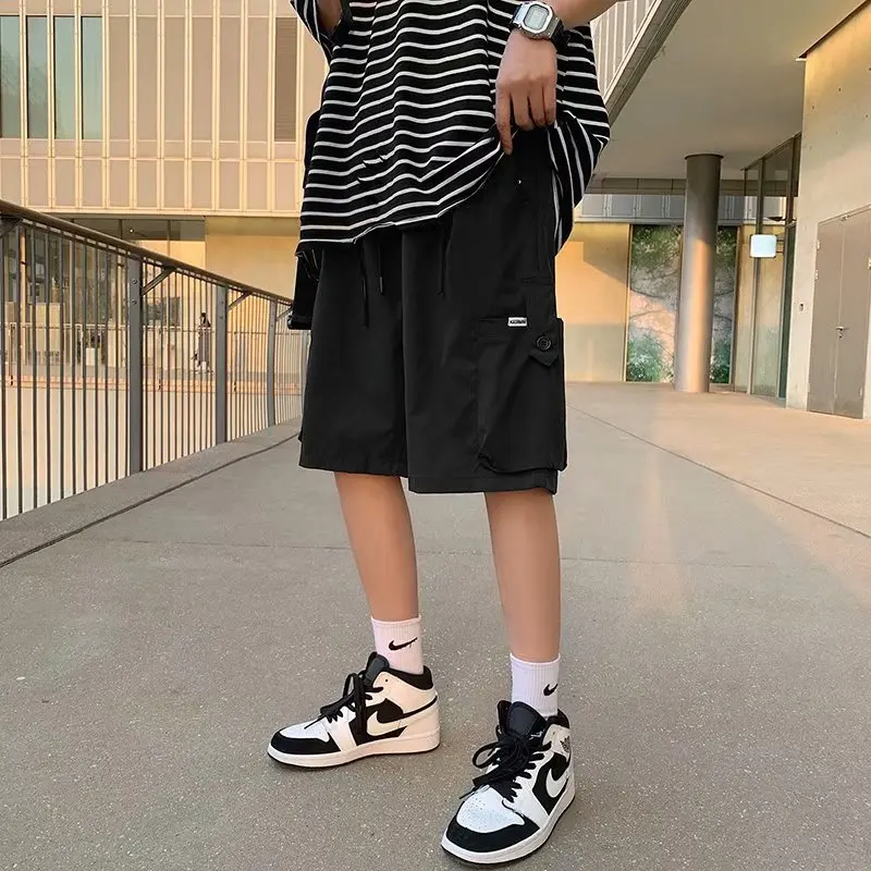 Summer Casual Mulit-Pocket Shorts Jogger Knee Length TrousersMen's Shorts Bermuda Sports Drawstring Loose Harajuku Y2k Streets