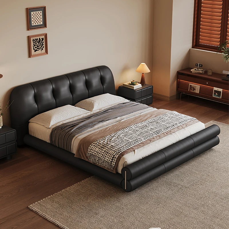 

#For high-end elegant luxury modern king bed frame upholstered leather bed designer double wooden queen bed bedroom furniture