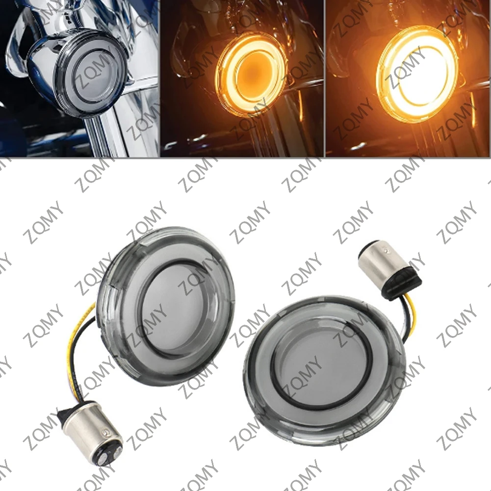 ไฟเลี้ยวหน้า LED แบบ Pelor Motor จำนวน2ชิ้นสำหรับ Harley Dyna Sportster XL883 Touring FLHTK FLTX