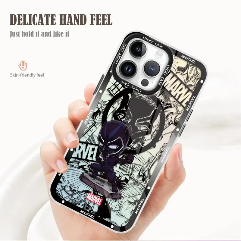 Marvel Avengers Iron Man Groot for iPhone 15 14 13 12 11 pro Max XS XR X 7 8 Iridescent Laser Clear Gradient Matte Phone Case