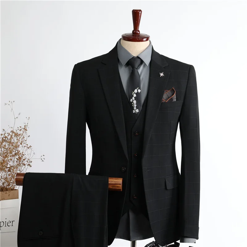 (40) Customized 2024 Groom’s Suit Suit Men’s Business Professional Formal Wedding Dress British Style Casual Slim Men